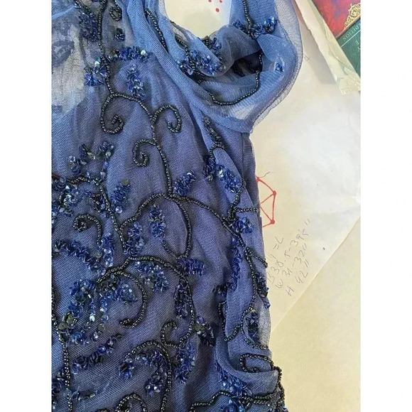 PISARRO NIGHTS Mesh Bead Embellished Gown- 8 - Picture 9 of 12